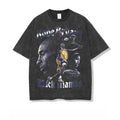 Heavy Weight Vintage 250gsm Washed Cotton Black T-Shirt Oversized Acid Washed Graphic Digital Printing Knitted Black Oversized