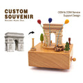 Hot Wholesale Classic Triumphal Arch Wooden Music Box Have Moving Round Car Functional Gift with Music Playing Feature