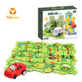 Newest Jigsaw Set 25pcs Puzzle DIY Animal Scene Track Toy Mini Electric Battery Dinosaur Rail Car for Kids