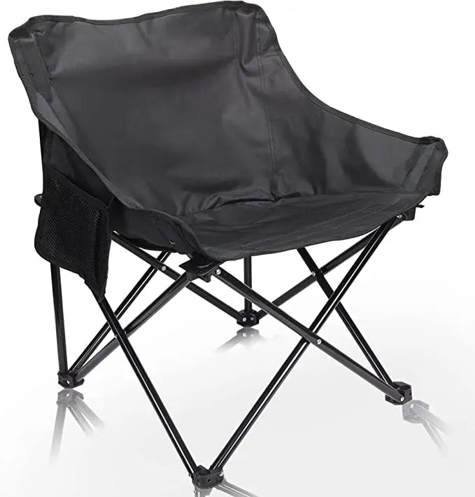 WOQI Wholesale  Padded Moon Round Saucer Chairs Ultralight Portable Modern Camping Folding Chair with Cup Holder