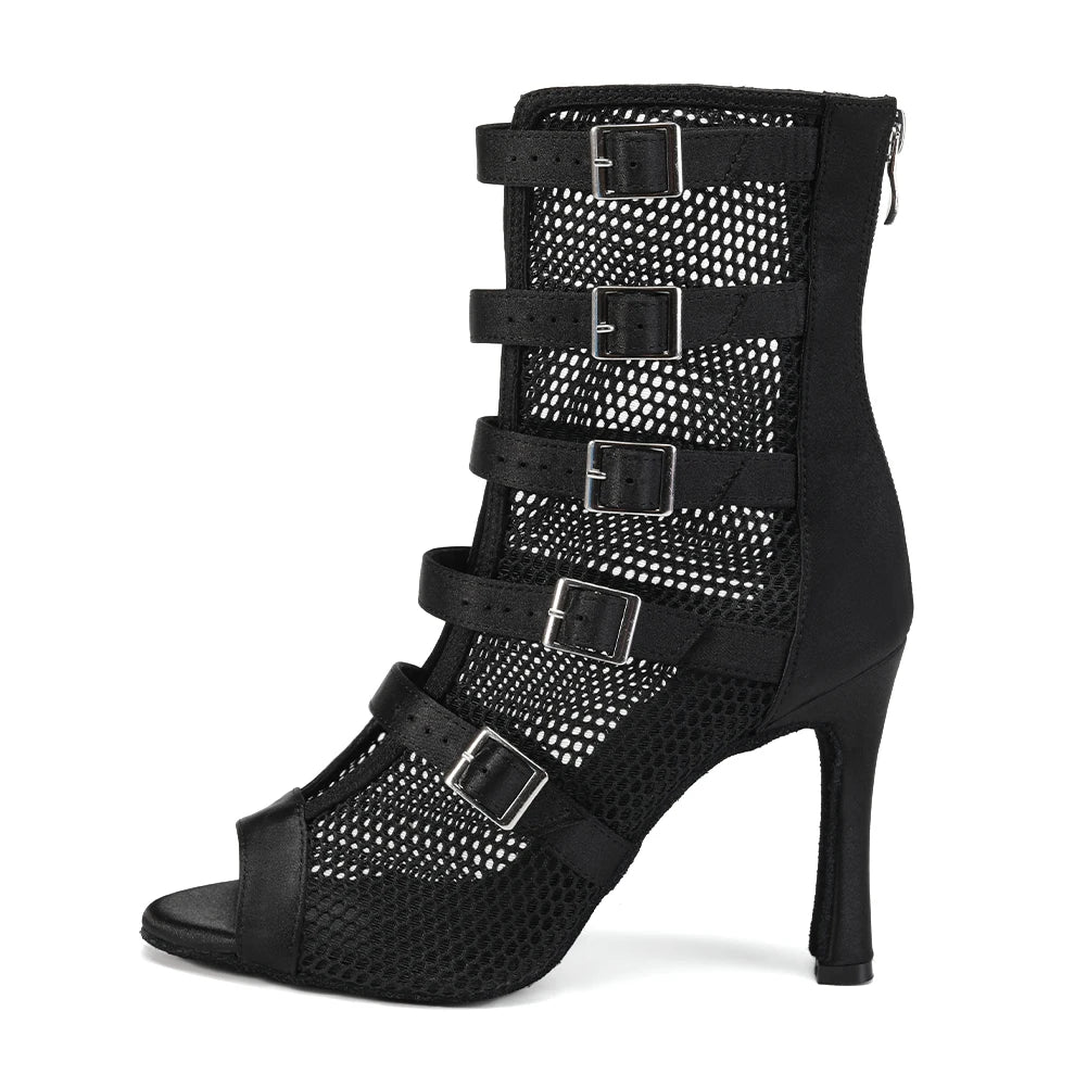 The Latest Fashion Beautiful Y006 Women's High Heel Satin+net Latin Dance Hall High Above the Ankle