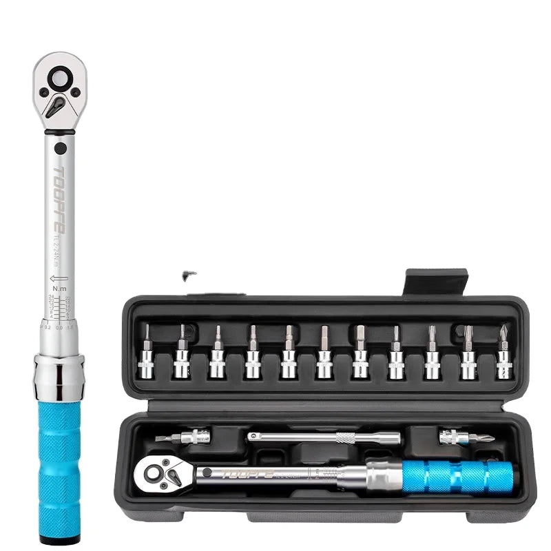 TOOPRE Bicycle Torque Wrench Preset Adjustable Torque 1/4 Xiaofei 2-24NM Ratchet Wrench Set