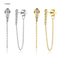 FUAMAY Dainty Long Chain Earrings  Bezel Stone Chains Studs Earring for Women
