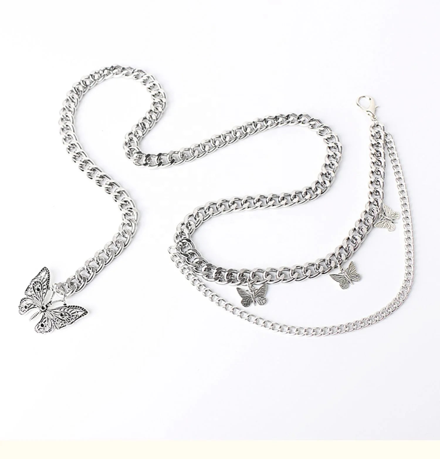 Fashion Ladies Electroplated Metal butterfly Belt Trendy Decorative Waist Chain