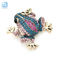 Witchy Decor Pink and Teal Rhinestone Frog Pin Rainforest Animal Crystal Brooch Pendant