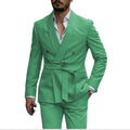 XXS-7XL New Men's Suit Two Piece Set Belt Style Men's Suit Set Slim Fit Korean Version Dress Set