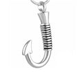 Stainless Steel Fishhook Cremation Urn Necklace Holder Memorial Urn Pendant Fish Hook Keepsake Locket Lucky Ashes Cremation Urn
