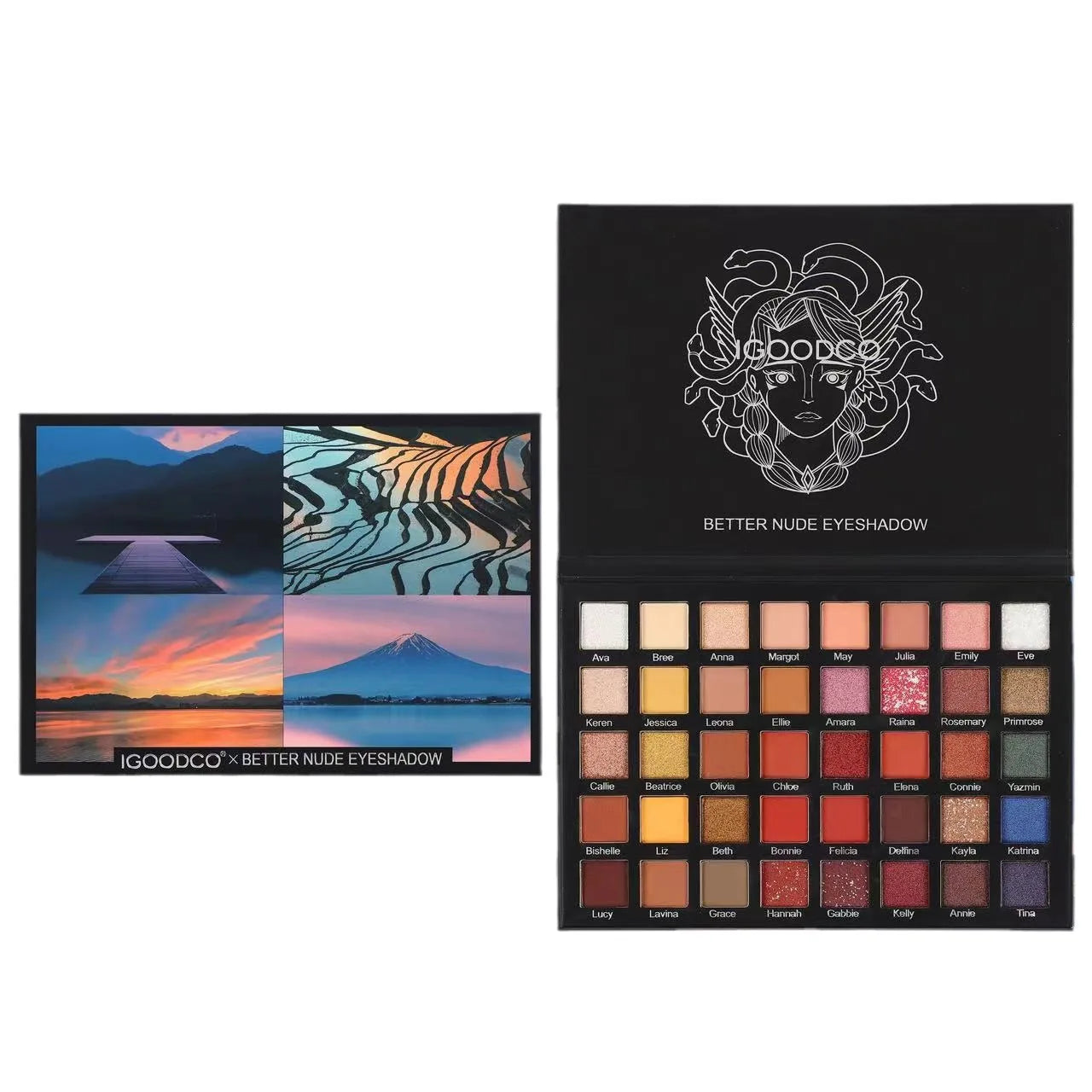 40 Color Ink Painting Eye Shadow Factory Direct Custom Waterproof Large Sequin Luminous Powder Makeup Pallet Applicator