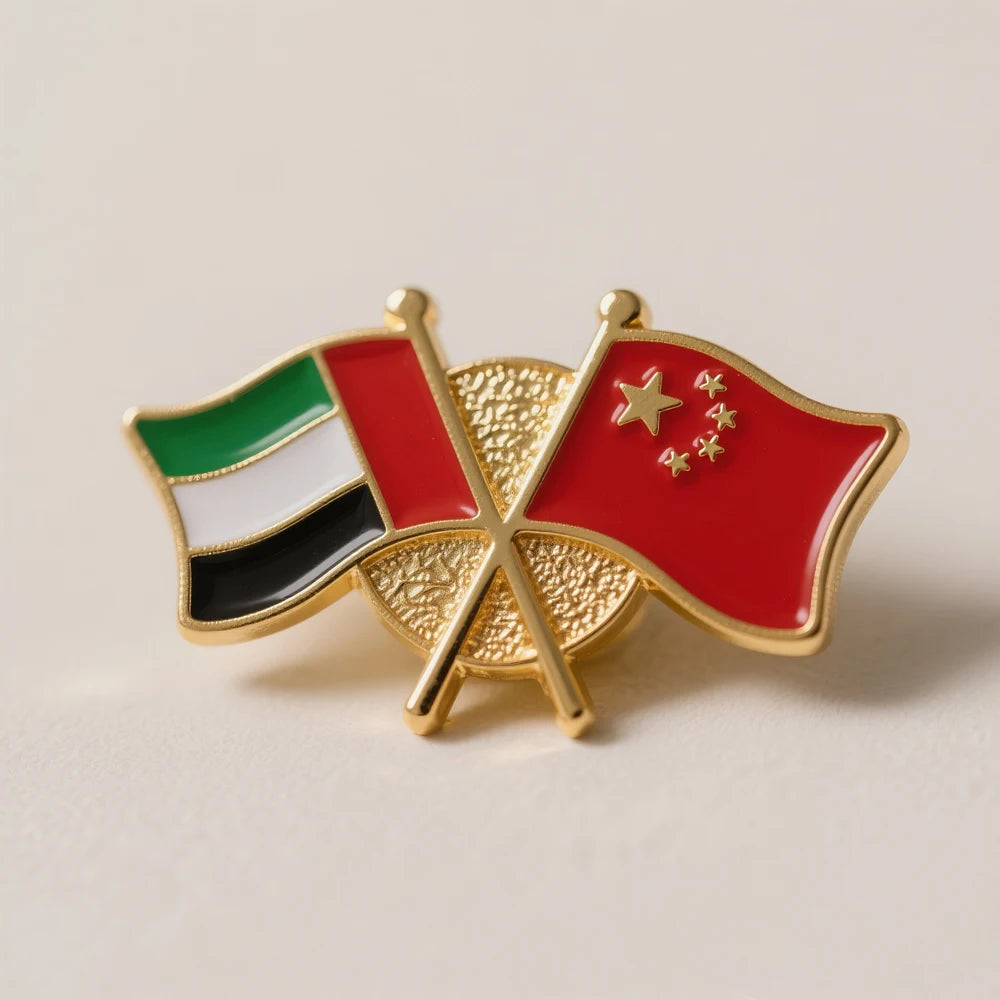 Antique Custom Enamel Logo Lapel Pins Hard Soft Metal Featuring Country Flag United Arab Emirates China-Wholesale Backing Card
