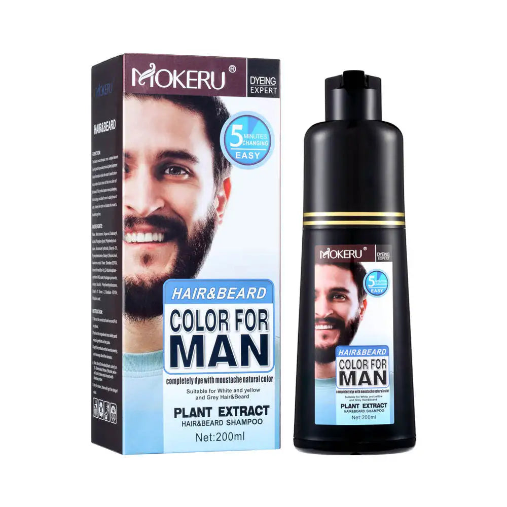 For 500ml Men's Beard Dye Cream Natural Plant Extract 5 Mins Fast Color Dye Long Lasting White Grey Black Mustache Tint