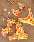 2026 Designer Custom Low Rise Floral Push Underwire String Micro Bikini Set Front Logo Cheeky Bottom Women's Swimsuit Scoop