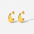 Dropshipping 18K Gold Plated CC Hoop Earring Stainless Steel Smooth Chunky Hollow Hoop Earring