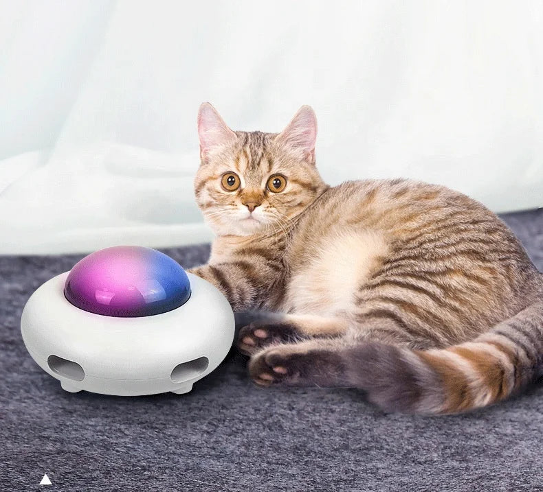 Cat Toy Smart Teaser Pet Turntable  Automatic Cat Feather Tickling Cat Can Automatically Take Away Hair UFO Smart Pet Toy