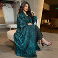 2025 Dubai Wholesale Custom Luxury Multi Color Tie Dye Muslim Abaya for Women Matching Hijab Open Modest Dress
