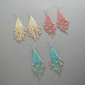 Trendy Light Color Flower Glass Seed Beaded Tassel Earrings Huggie Style for Girls' Weddings Parties Engagements and Gifts