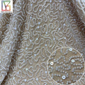 White Evening Fabric New Design Elastic Force Mesh Embroidery Sequins Beaded Net Bridal Laces Fabrics for Women