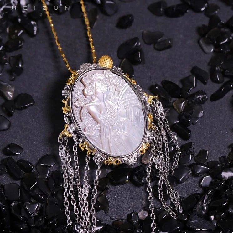Heizun Factory Cameo Factory Natural Elegant Sea Shells Tassel Pendant for Diy Women Jewelry Making Necklace Bracelet Earrings