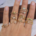 RM1122 Chic Bling Crystal Moon Finger Rings for LadiesDiamond Zircon CZ Micro Paved Crescent Rings for Women MegaBDM