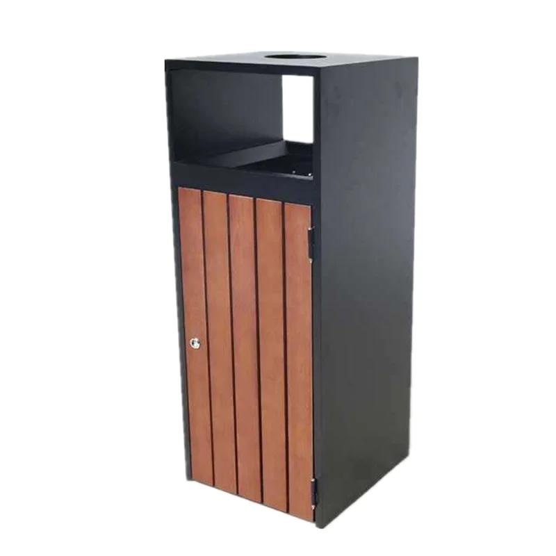 20 Gallon 30 Gallon 32 Gallon Custom Outdoor Rectangular Trash Bin Wood Waste Baskets Heavy Duty Wpc Street Garbage Can for Park