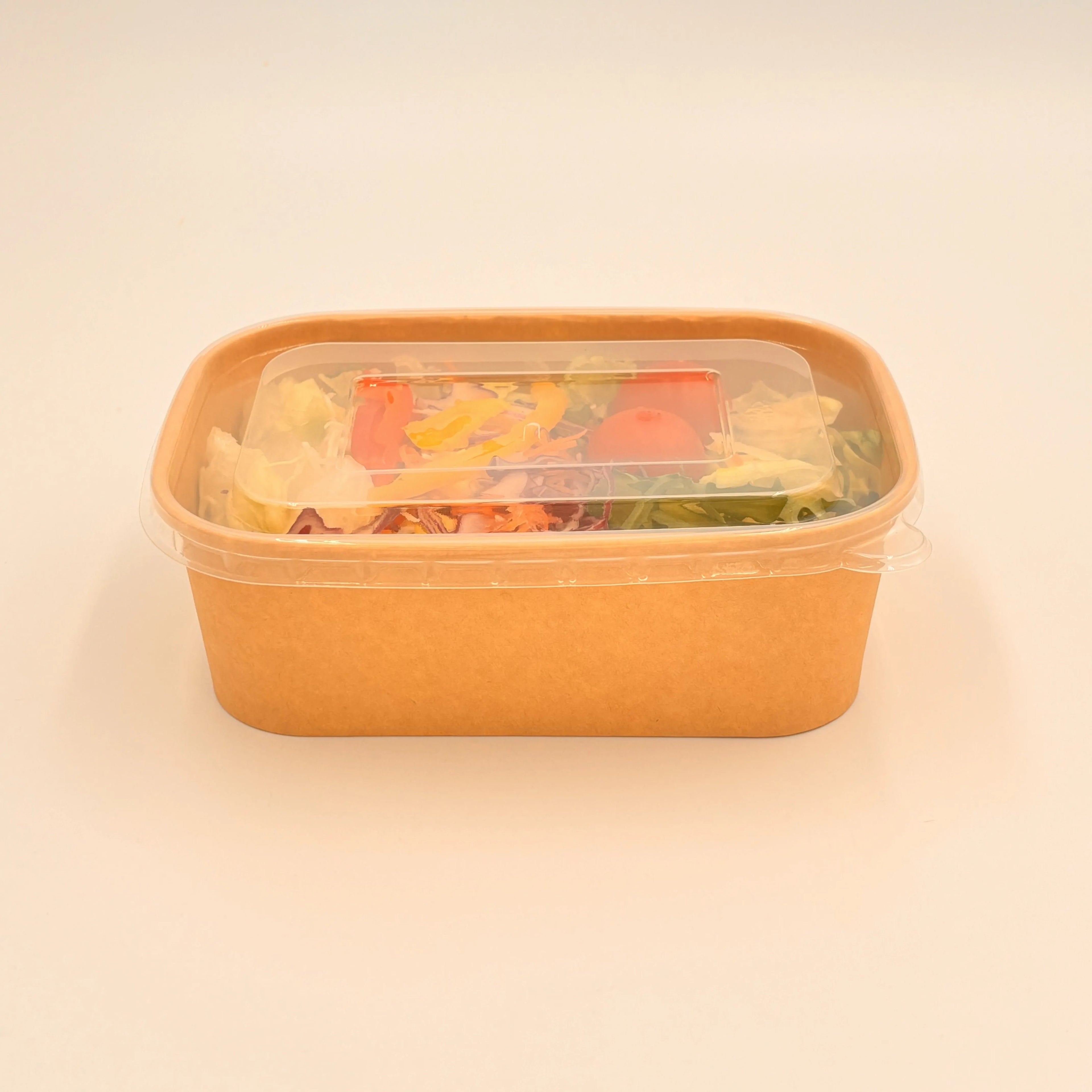 Disposable Rectangular Kraft Paper Box with Fast Food Lid Recyclable and Recycled Materials for Sushi and Lunch Food Grade
