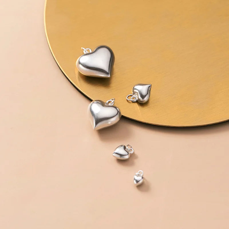 Sterling Silver 925 Heart Charms Pendant Small Love Pendant for DIY  Accessories Jewelry