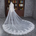 Customizable Length New Bride Wedding Veil White Ivoiry Veil 4 Meters Lace Cathedral  Bridal Veil
