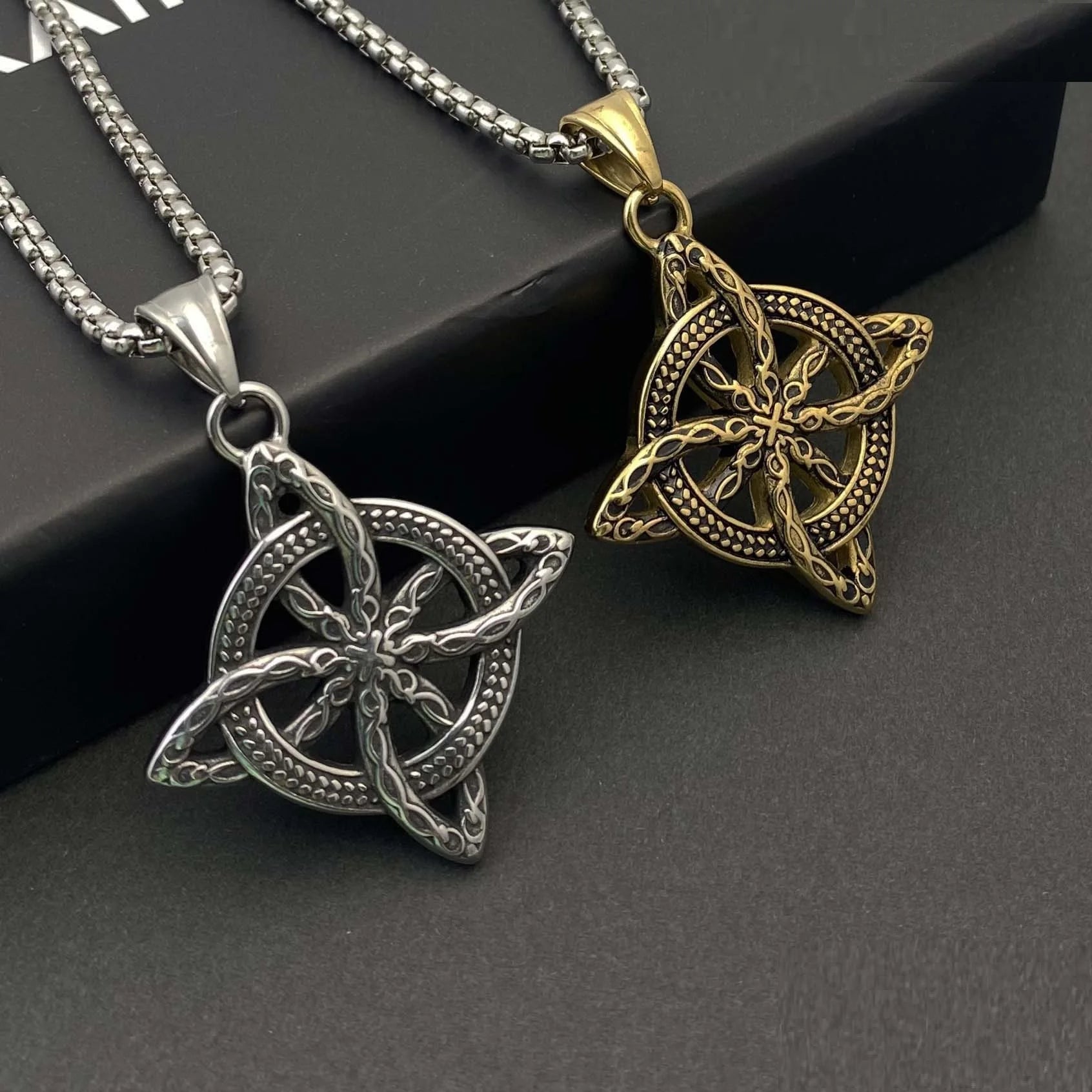 Vintage Viking Celtic Eternity Loop Knot Stainless Steel Necklace Non Fade  Overcoming Grass Slavic Amulet Fern Flower Necklace