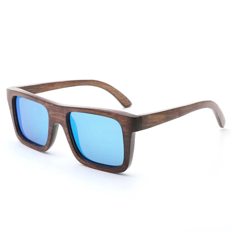 New Simple Square Brown Wood Frame Men's Fashion Driving Sunglasses Polarized TAC Lens UV400 Travel Women Sunglasses