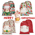 Custom Monogram Christmas Linen Drawstring Gift Bag Sublimation Blank Plain Canvas Santa Sack for Decorations
