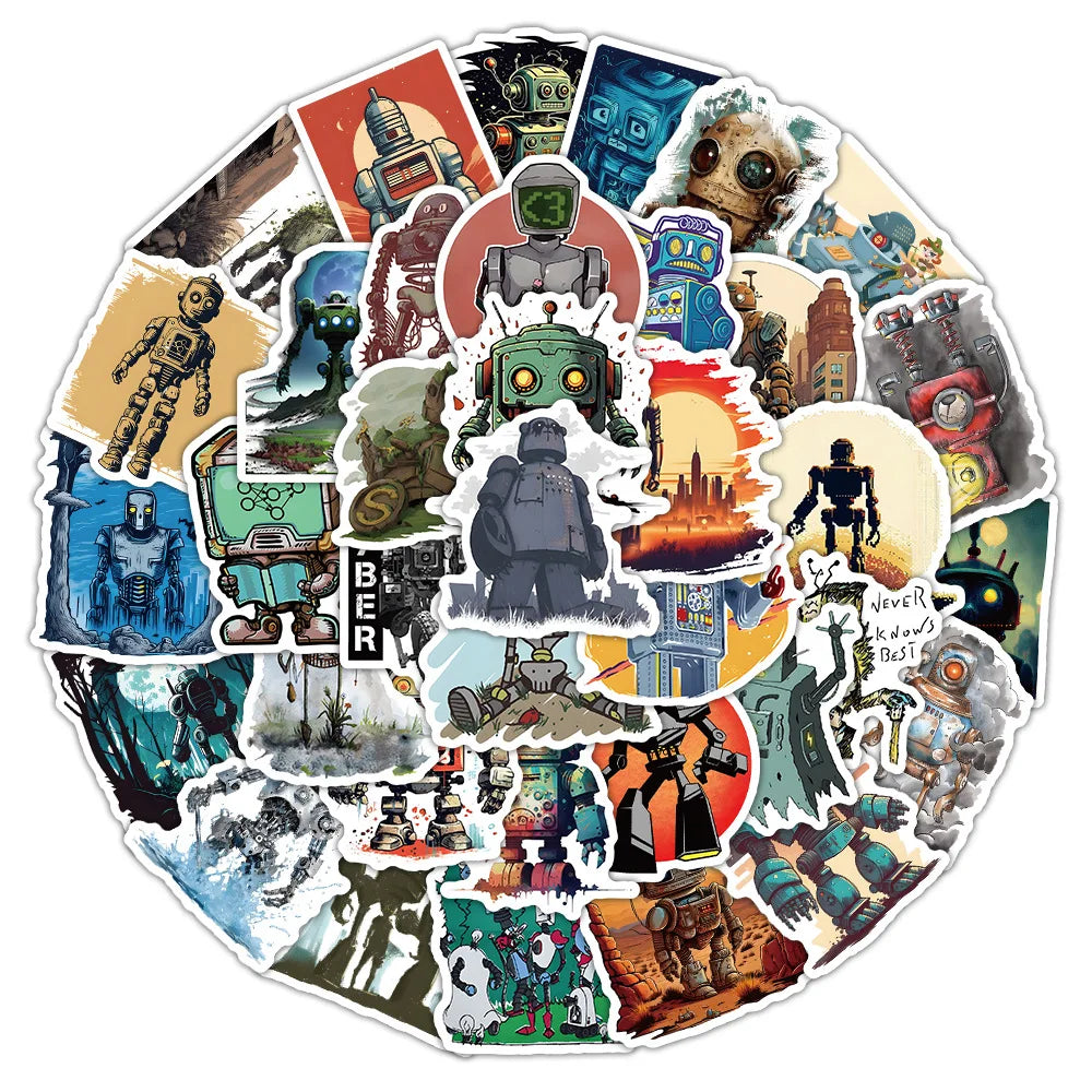50PCS Cool punk style cartoon robot sticker