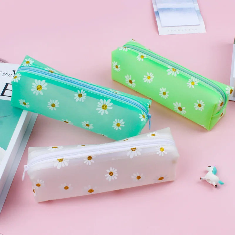 Kawaii Daisy Pencil Case Transparent Daisy School Pencil Box Pencil Bag