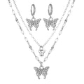 Fashionable and High-end New butterfly Ear Clip Necklace Set European and American Cross-border Versatile Jewelry Set