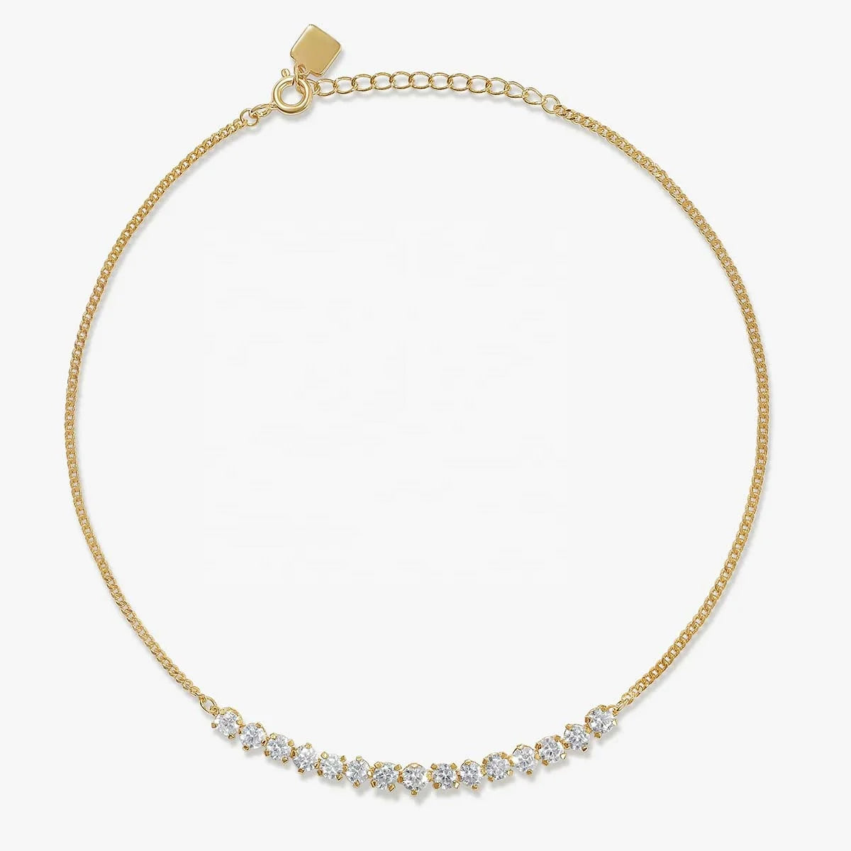LOZRUNVE 925 Sterling Silver Cubic Zirconia Tennis Anklet for Women 18k Gold Plated