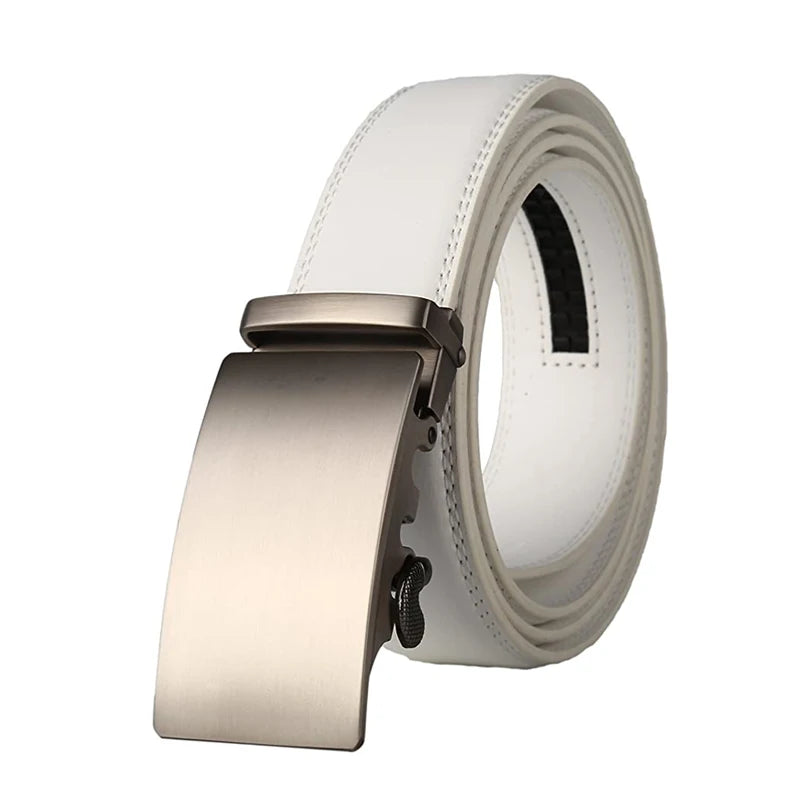 Wholesale Custom Black Adjustable Casual Automatic Buckle Belt Fashion Business Men Genuine Leather Belts MegaBDM