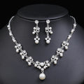 Hot Sale Silver Plated Pearl Necklace and Earrings Set Wedding Bride Girls Jewelry for Parties Inspired by Africa