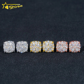 Pass Diamond Tester Moissanite Stud Earring Fine Jewelry Gold Plated 925 Sterling Silver Iced Out VVS Moissanite Earrings