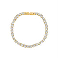 18K Gold Plated Stainless Steel Tennis Bracelet 4mm CZ Diamond Crystals and Zircon Jewelry Fashionable Jewelry Accessory