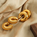 JOOLIM Trendy Waterproof 18K  PVD Gold Plated Chunky Hammered Snail Texture  Hollow Stainless Steel Cuff  Earrings