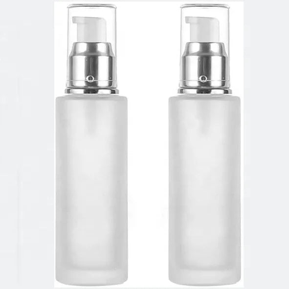 120ml 4oz Frosted Glass Lotion Bottles Pump Dispenser Bottles Cosmetic Cream Bottles for Makeup Liquid Essential Oil Blends MegaBDM