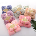 RTS 35*75 cm 70*140 cm Microfiber Coral Fleece Towel Set Multi Color Custom logo Package Face Hand Bath Towels Sets of 2 Pieces