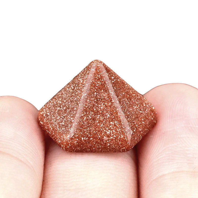 Hot Sale 10MM Exquisite Syn.Goldstone Six Sided Pyramid Loose Gemstones Beads Portable Agate Stone for DIY Accessories