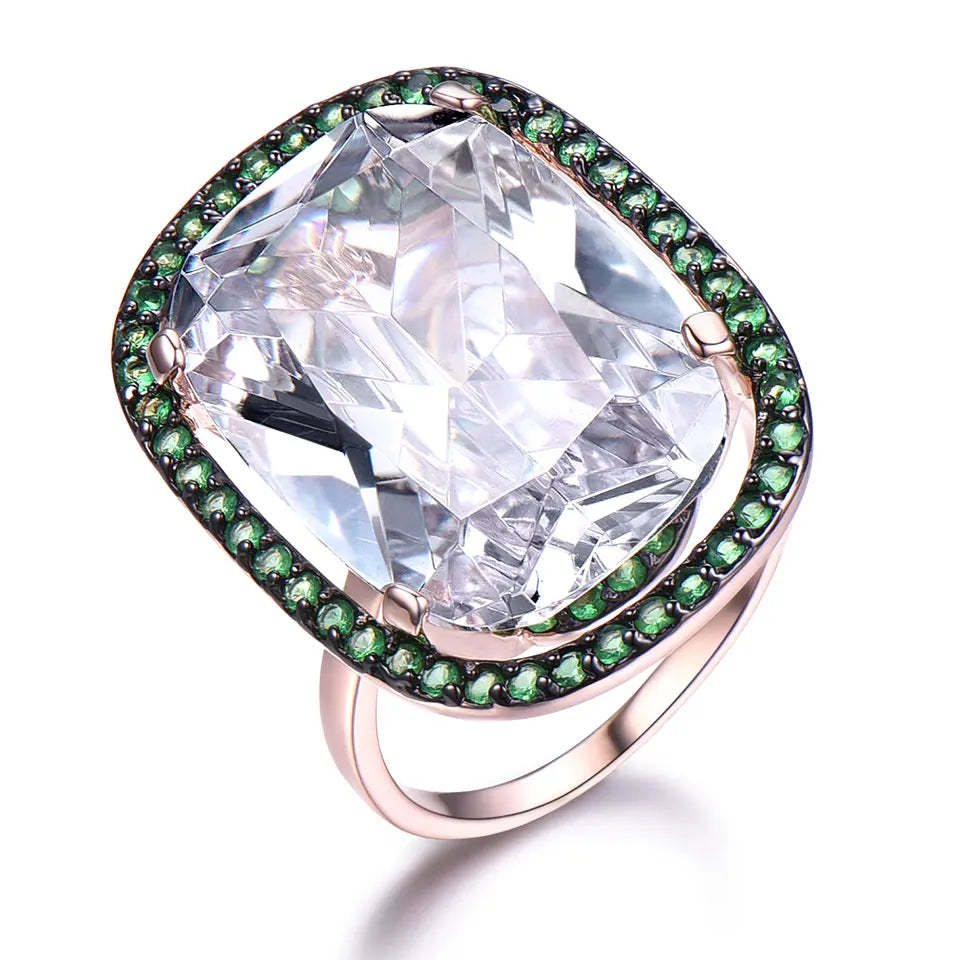 Big Stone Oval O Ring Designs for Women ZC Natural Stone Square Dainty Ring