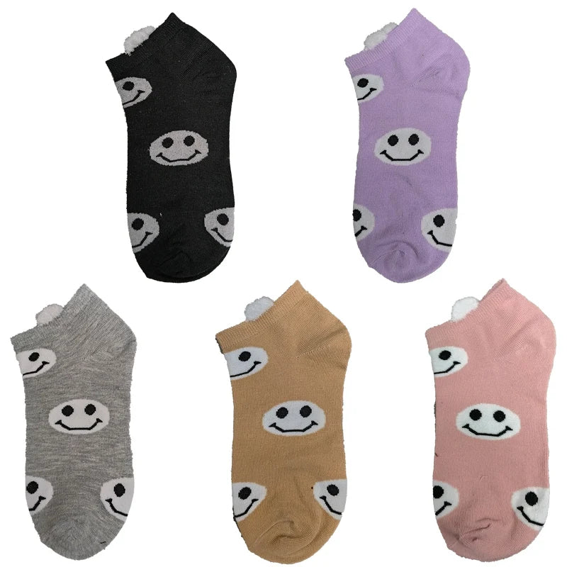Ladies Summer Cartoon Pattern Socks Women's Wholesale Face Design Summer Socks