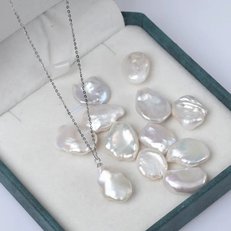 Stacked 925 Sterling Silver AAA Natural Freshwater Pearl Charms Necklace Classic Style for Women & Children Gift