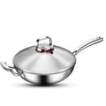Thicken Stainless Steel Eco-Friendly Wok Flat Bottom for Induction Cooker 30cm Uncoated KENGQ Brand