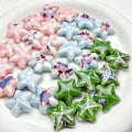 Cute 15*16mm Colorful Glazed Ceramic Clay Beaded Mini Starfish Shape Loose Beads DIY Phone Chain Jewelry Findings