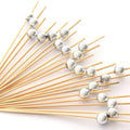 Tailai Metallic Ball Bamboo Fruit Toothpicks - Disposable Cocktail Picks for Appetizers Party Snacks & Garnishes BBQ Tool