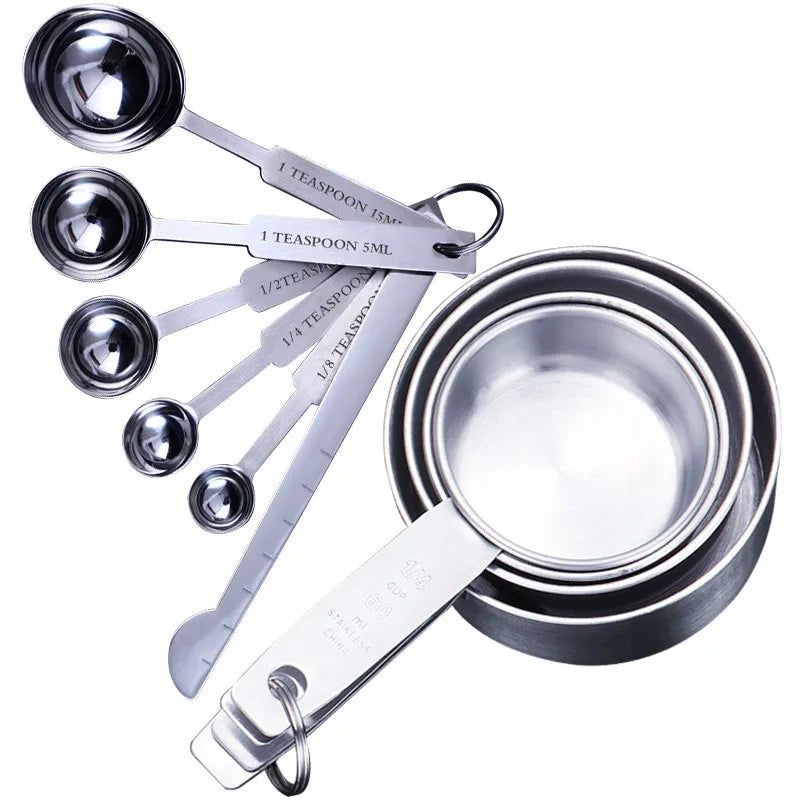 Kitchen Baking Scale Digital Measuring 6 Piece 1/4 250 ml Measuring Combo Spoon and Cup Set in Stainless Steel