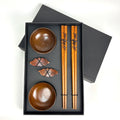 Natural Wood Tableware Set Leaf Chopsticks Rest and Dish with Gift Box for Business Occasions