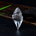 Brazilian Natural White Crystal Conch Pendant Original Stone Carving Tibetan Treasure Accessory for Men Women Trailer Hanger